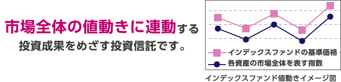 市場全体の値動きに連動する投資成果をめざす投資信託です。